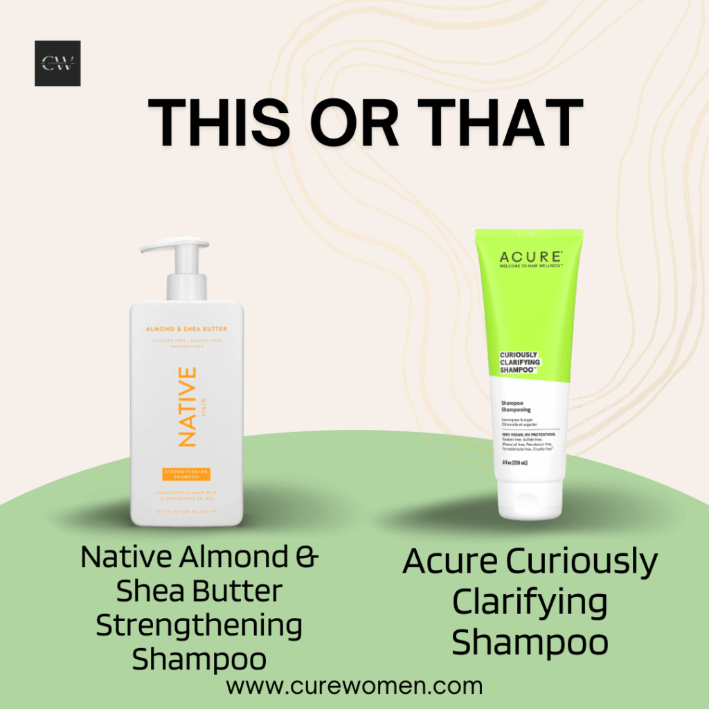 Native Almond & Shea Butter Strengthening Shampoo vs. Acure Curiously Clarifying Shampoo

