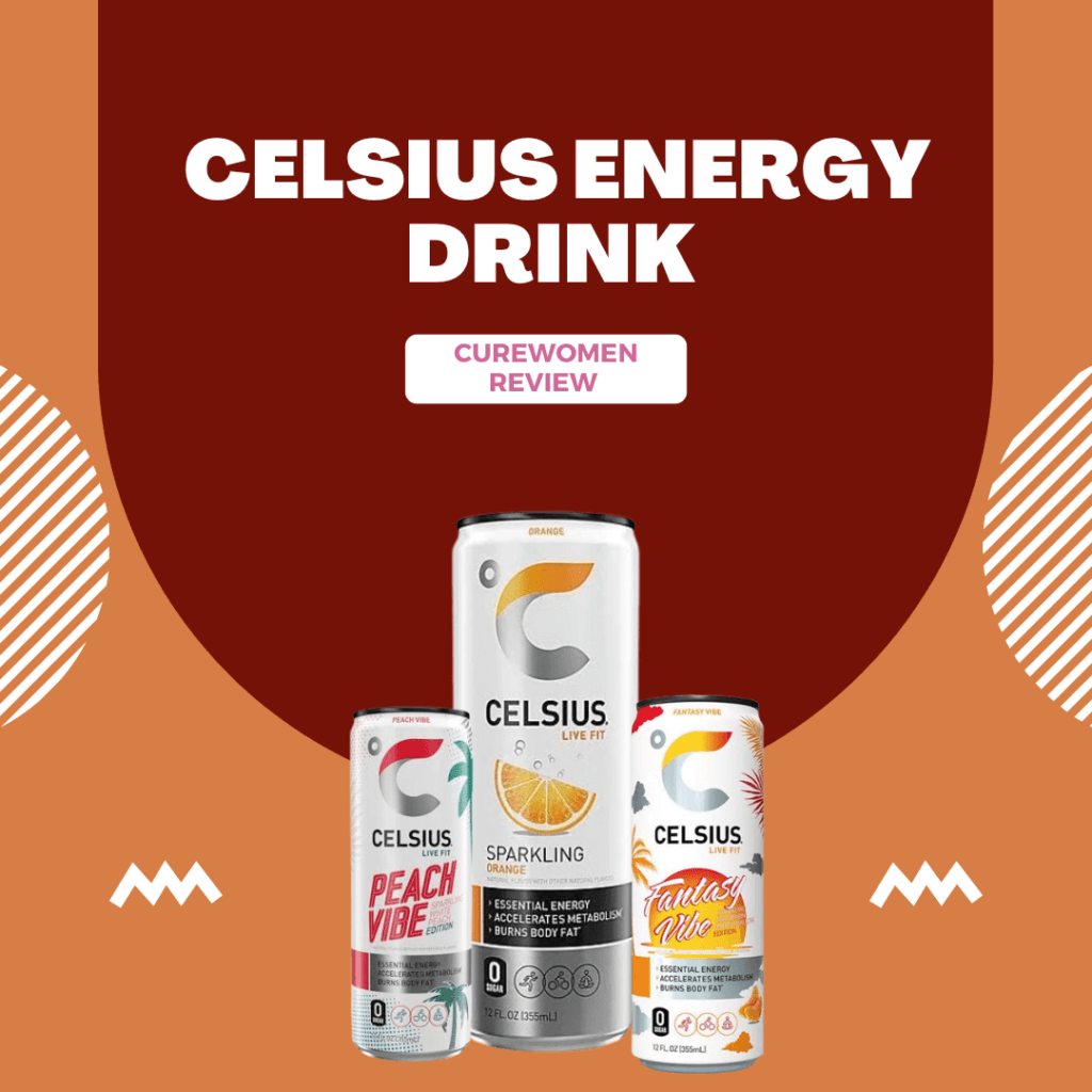 Celsius Energy Drink Review graphic showing 3 bottles 